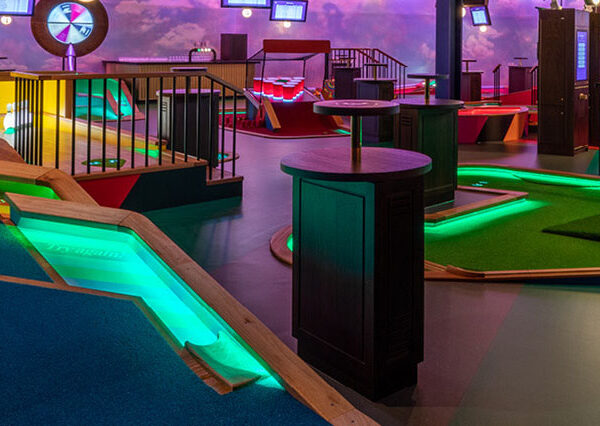 Artificial grass at a mini golf centre